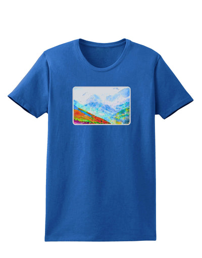 CO Fog Mountains Watercolor Womens Dark T-Shirt-TooLoud-Royal-Blue-X-Small-Davson Sales