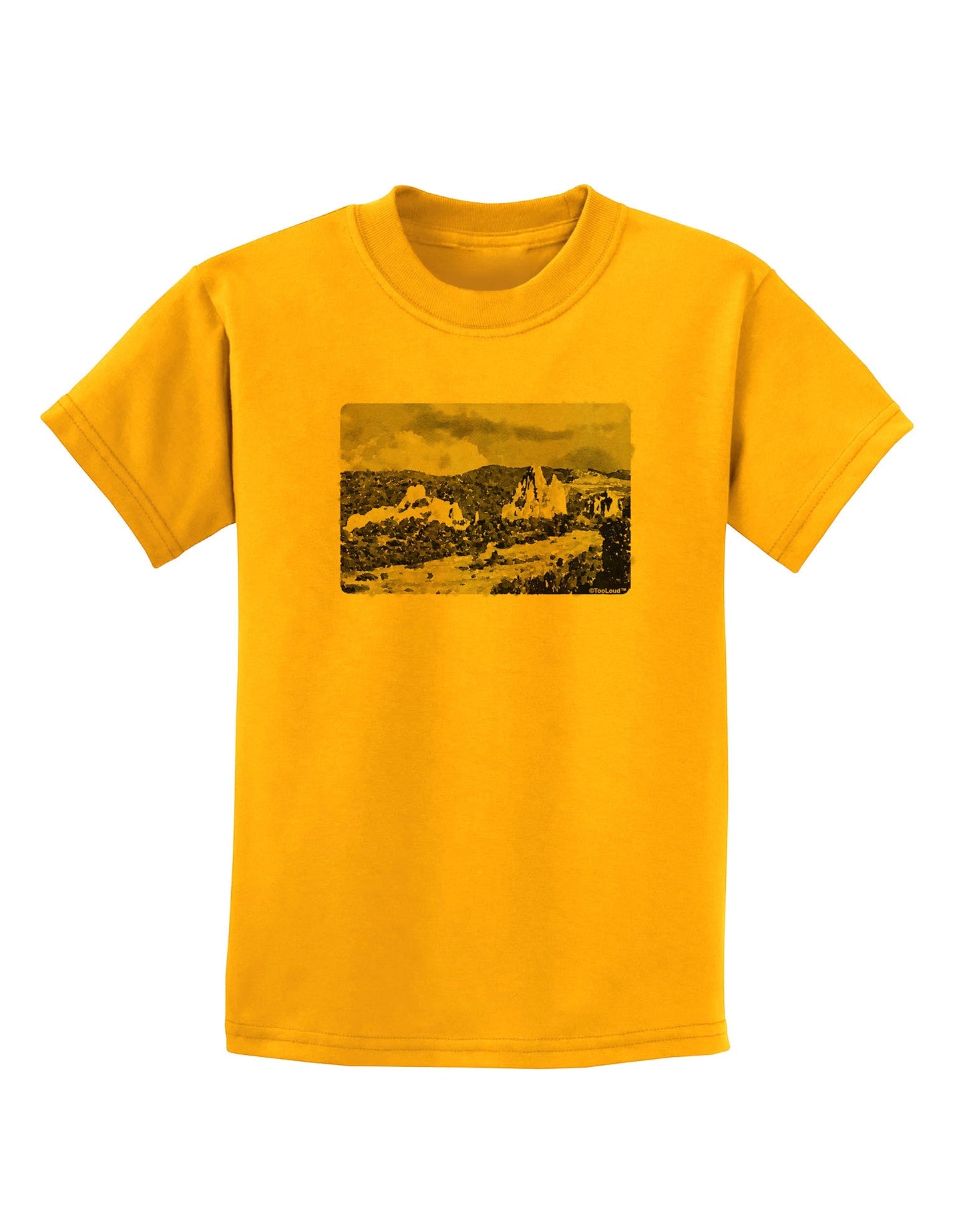 CO Mountain Forest Watercolor Childrens T-Shirt-Childrens T-Shirt-TooLoud-Gold-X-Small-Davson Sales