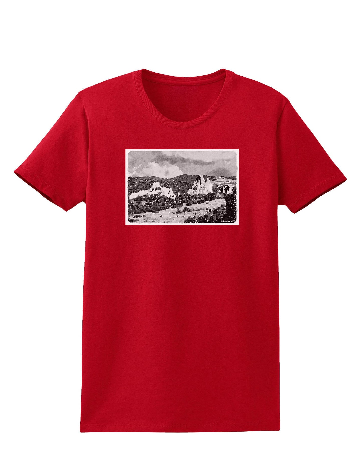 CO Mountain Forest Watercolor Womens Dark T-Shirt-TooLoud-Red-X-Small-Davson Sales