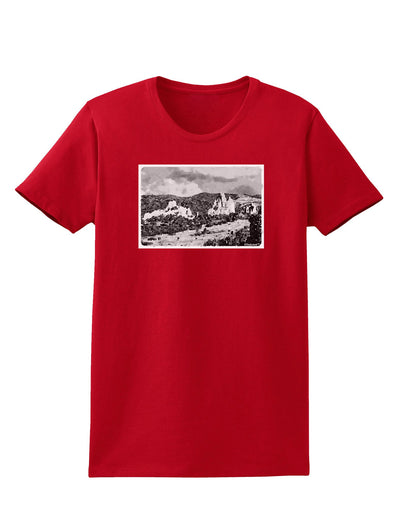 CO Mountain Forest Watercolor Womens Dark T-Shirt-TooLoud-Red-X-Small-Davson Sales