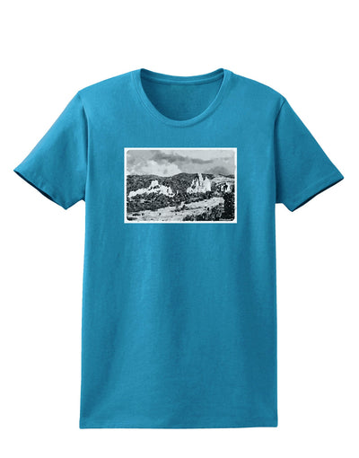 CO Mountain Forest Watercolor Womens Dark T-Shirt-TooLoud-Turquoise-X-Small-Davson Sales