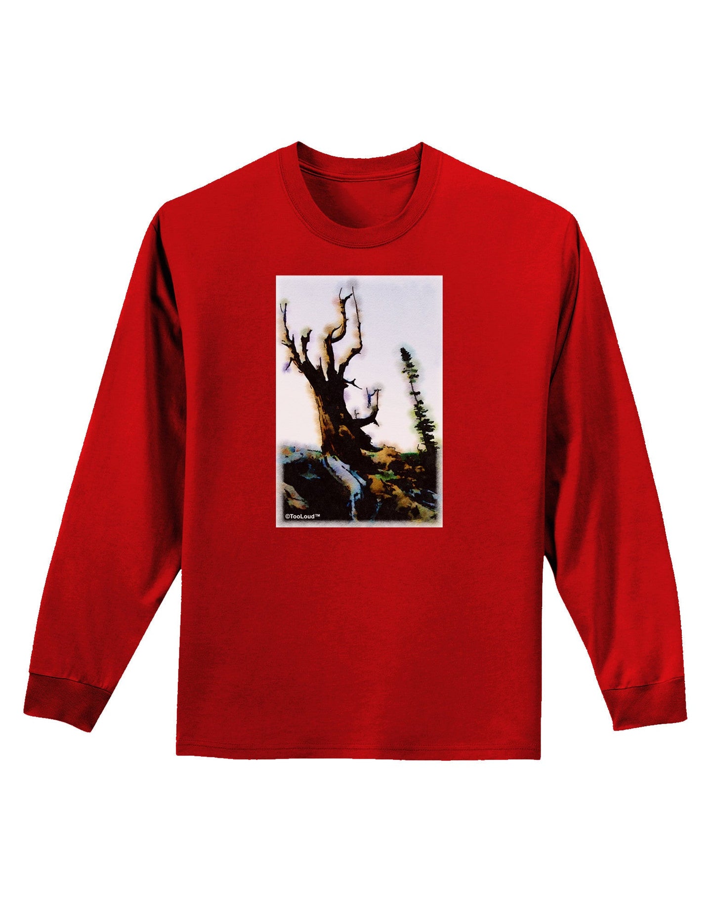 CO Mountain Scenery Watercolor Adult Long Sleeve Dark T-Shirt-TooLoud-Red-Small-Davson Sales
