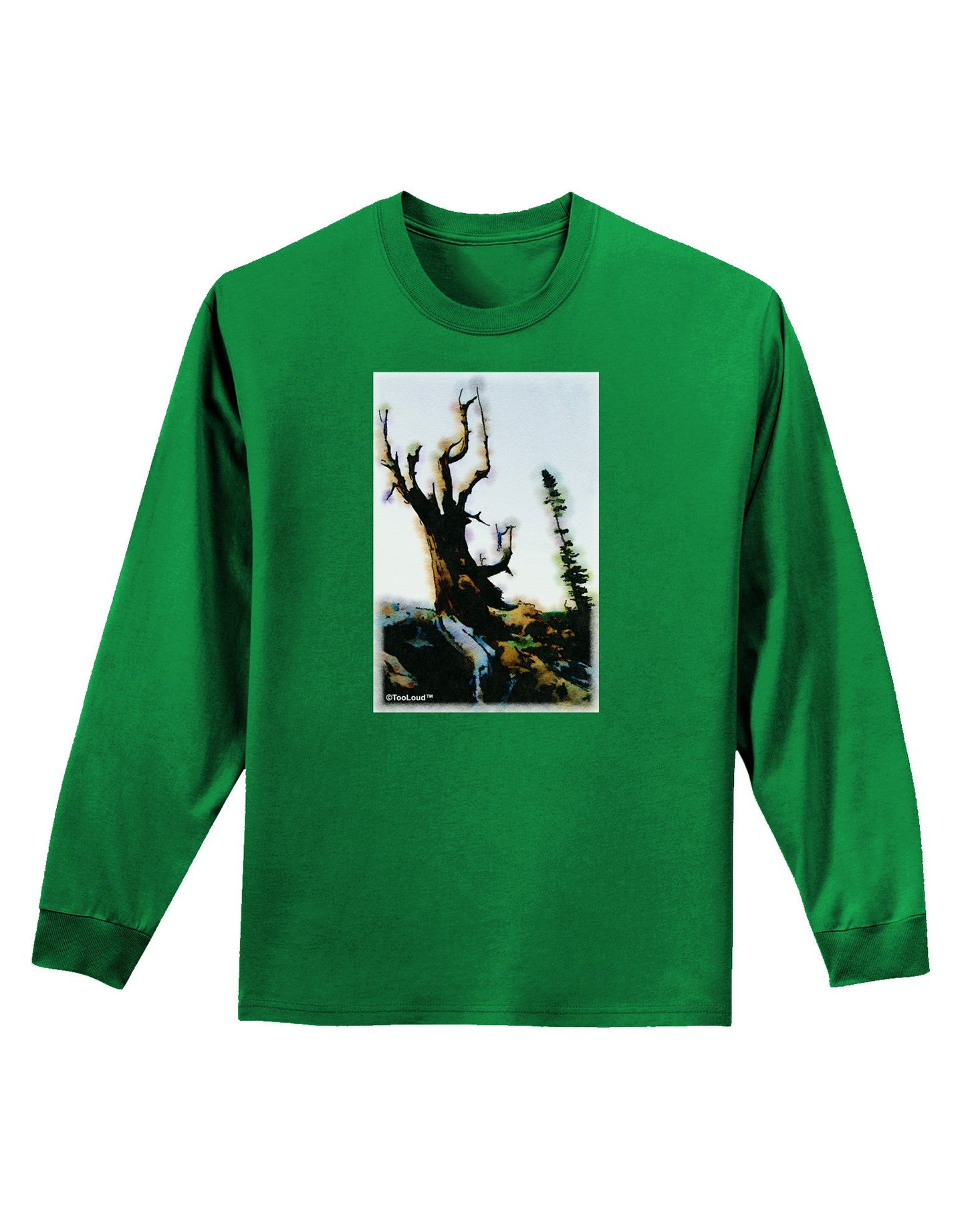 CO Mountain Scenery Watercolor Adult Long Sleeve Dark T-Shirt-TooLoud-Kelly-Green-Small-Davson Sales