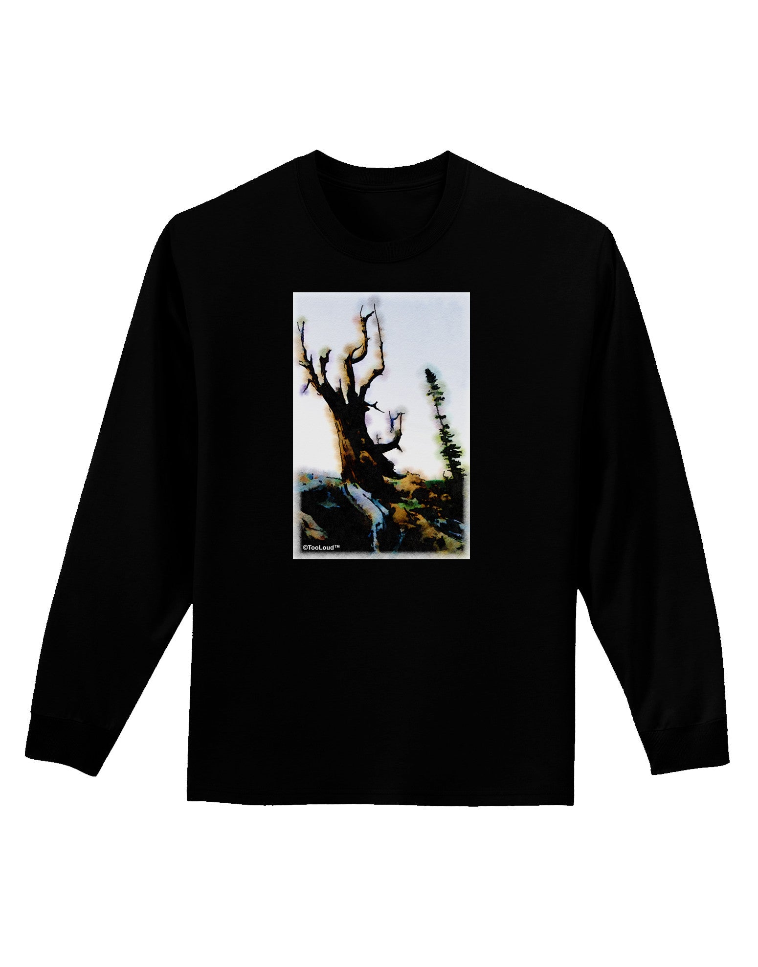 CO Mountain Scenery Watercolor Adult Long Sleeve Dark T-Shirt-TooLoud-Black-Small-Davson Sales