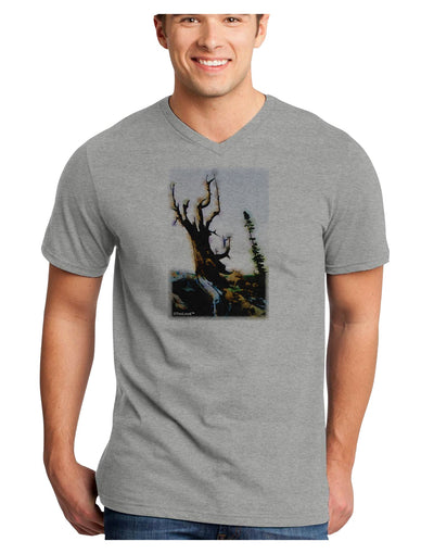 CO Mountain Scenery Watercolor Adult V-Neck T-shirt-Mens V-Neck T-Shirt-TooLoud-HeatherGray-Small-Davson Sales