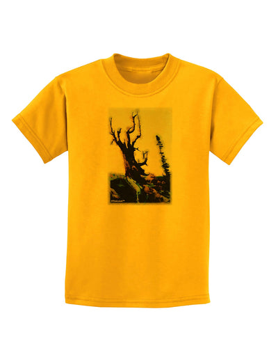 CO Mountain Scenery Watercolor Childrens T-Shirt-Childrens T-Shirt-TooLoud-Gold-X-Small-Davson Sales