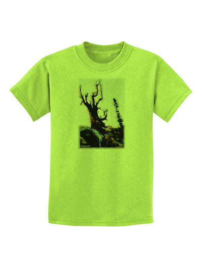 CO Mountain Scenery Watercolor Childrens T-Shirt-Childrens T-Shirt-TooLoud-Lime-Green-X-Small-Davson Sales