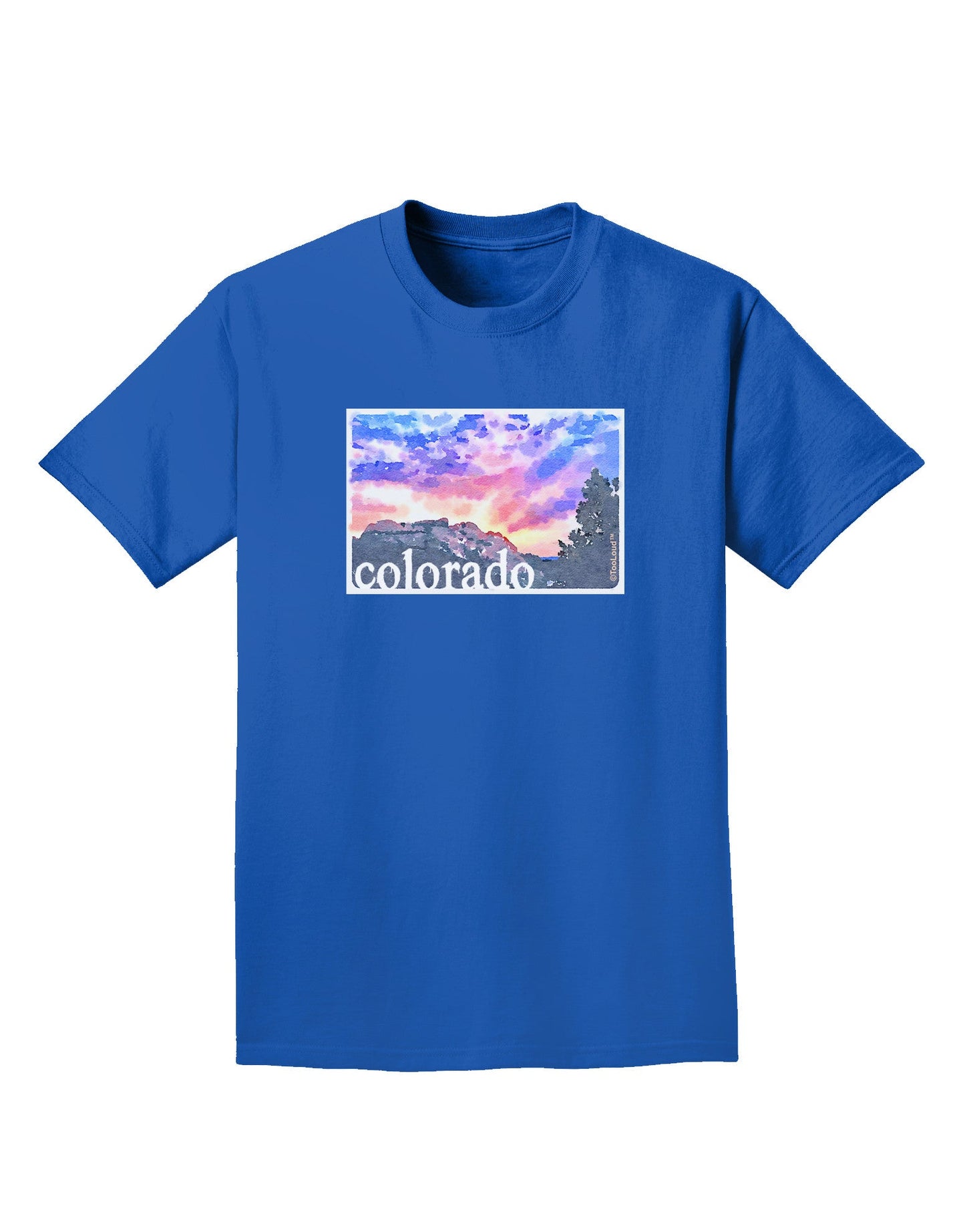 CO Rainbow Sunset Watercolor Text Adult Dark T-Shirt-Mens T-Shirt-TooLoud-Royal-Blue-Small-Davson Sales