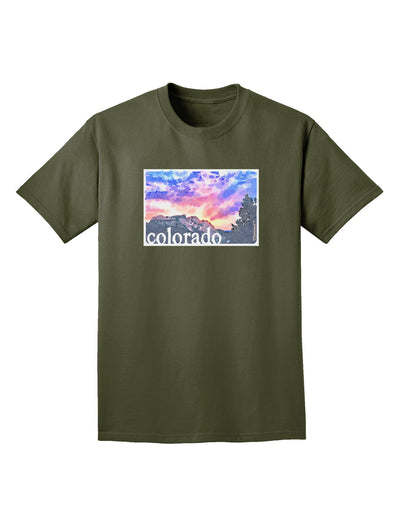 CO Rainbow Sunset Watercolor Text Adult Dark T-Shirt-Mens T-Shirt-TooLoud-Military-Green-Small-Davson Sales