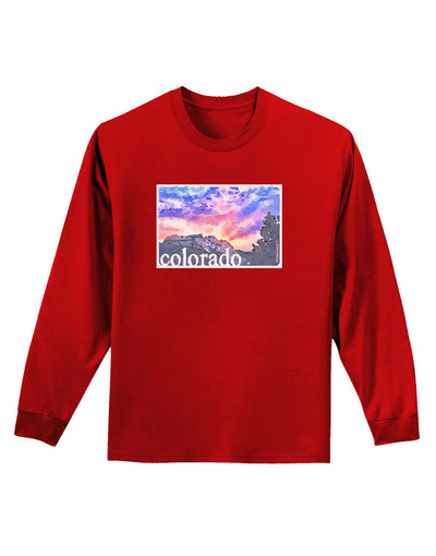 CO Rainbow Sunset Watercolor Text Adult Long Sleeve Dark T-Shirt-TooLoud-Red-Small-Davson Sales