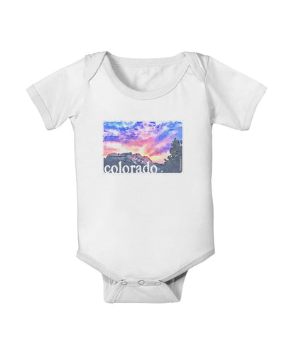 CO Rainbow Sunset Watercolor Text Baby Romper Bodysuit-Baby Romper-TooLoud-White-06-Months-Davson Sales