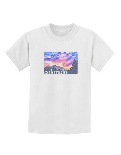 CO Rainbow Sunset Watercolor Text Childrens T-Shirt-Childrens T-Shirt-TooLoud-White-X-Small-Davson Sales