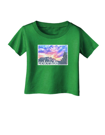 CO Rainbow Sunset Watercolor Text Infant T-Shirt Dark-Infant T-Shirt-TooLoud-Clover-Green-06-Months-Davson Sales