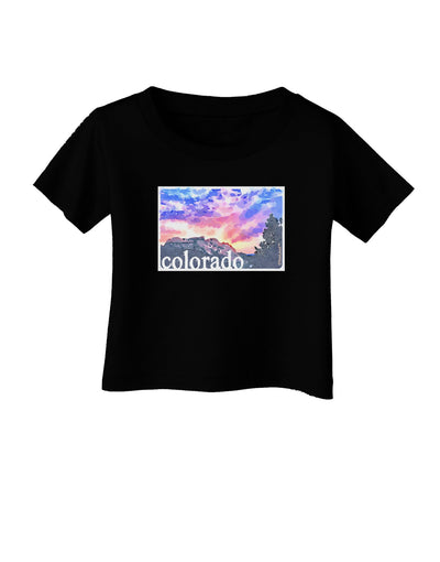 CO Rainbow Sunset Watercolor Text Infant T-Shirt Dark-Infant T-Shirt-TooLoud-Black-06-Months-Davson Sales