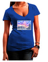 CO Rainbow Sunset Watercolor Text Juniors V-Neck Dark T-Shirt-Womens V-Neck T-Shirts-TooLoud-Royal-Blue-Juniors Fitted Small-Davson Sales