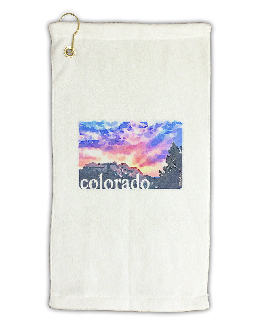 CO Rainbow Sunset Watercolor Text Micro Terry Gromet Golf Towel 16 x 25 inch-Golf Towel-TooLoud-White-Davson Sales