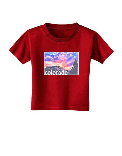 CO Rainbow Sunset Watercolor Text Toddler T-Shirt Dark-Toddler T-Shirt-TooLoud-Red-2T-Davson Sales