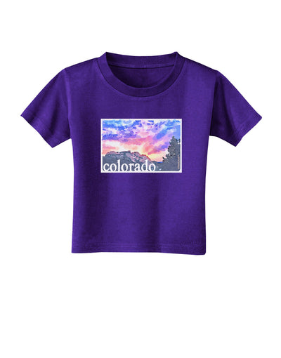 CO Rainbow Sunset Watercolor Text Toddler T-Shirt Dark-Toddler T-Shirt-TooLoud-Purple-2T-Davson Sales