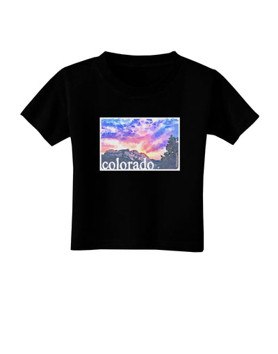 CO Rainbow Sunset Watercolor Text Toddler T-Shirt Dark-Toddler T-Shirt-TooLoud-Black-2T-Davson Sales