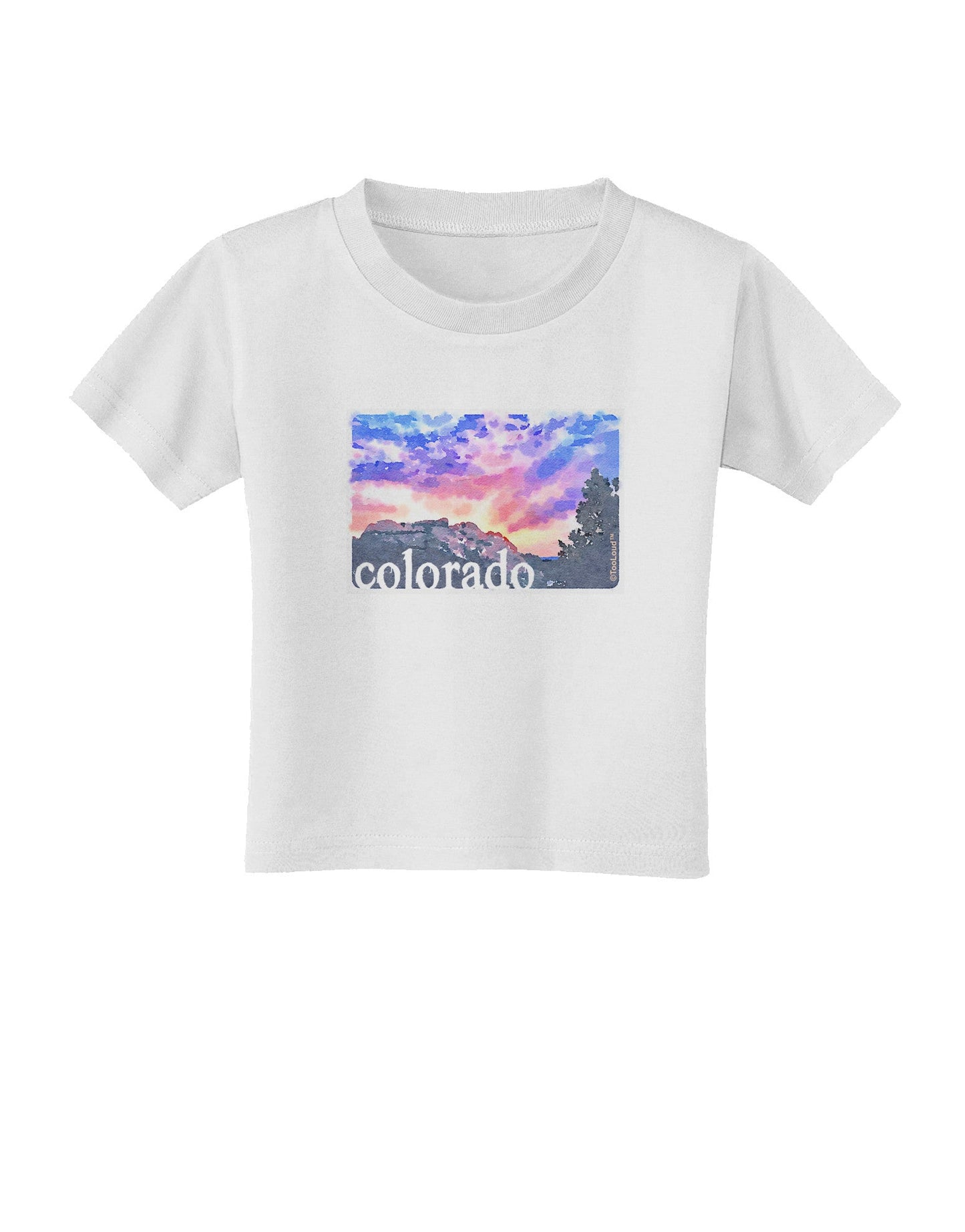 CO Rainbow Sunset Watercolor Text Toddler T-Shirt-Toddler T-Shirt-TooLoud-White-2T-Davson Sales