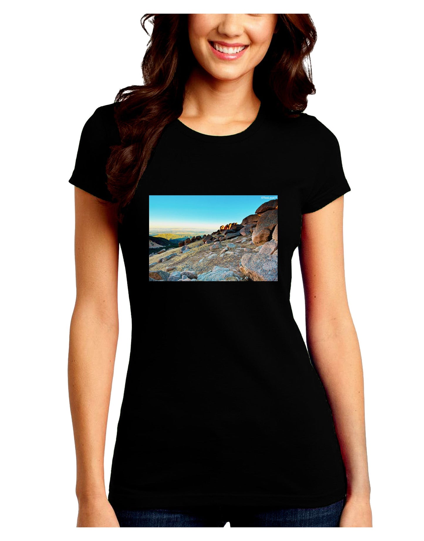 CO Rockies View Juniors Petite Crew Dark T-Shirt-T-Shirts Juniors Tops-TooLoud-Black-Juniors Fitted Small-Davson Sales