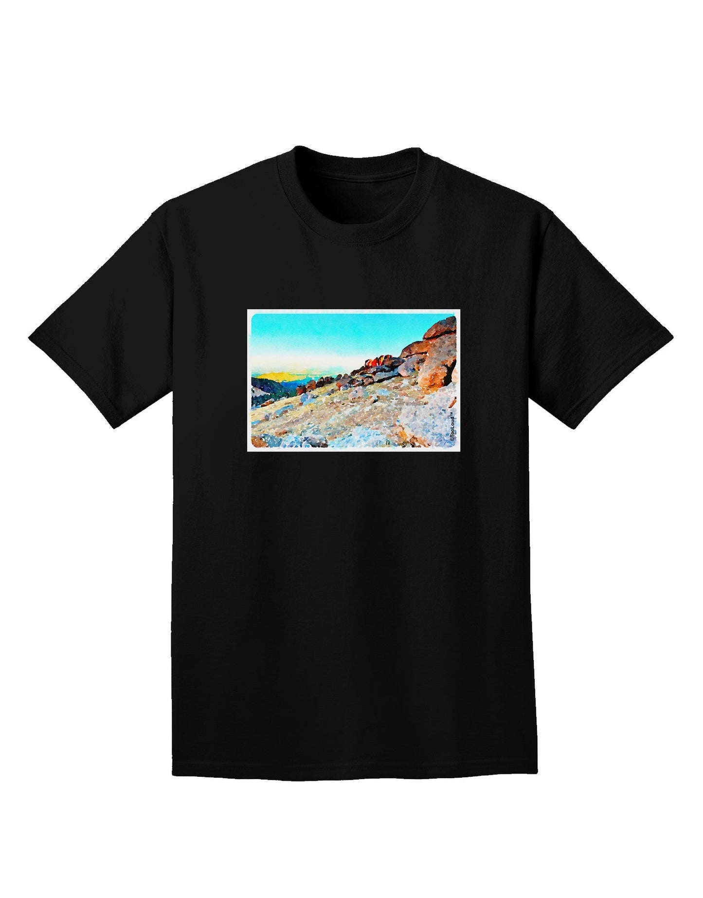 CO Rockies View Watercolor Adult Dark T-Shirt-Mens T-Shirt-TooLoud-Black-Small-Davson Sales