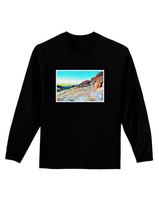 CO Rockies View Watercolor Adult Long Sleeve Dark T-Shirt-TooLoud-Black-Small-Davson Sales