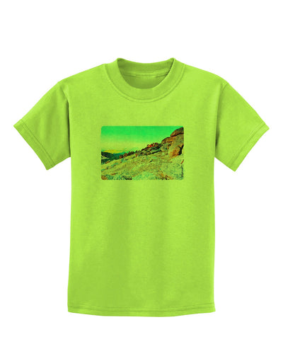 CO Rockies View Watercolor Childrens T-Shirt-Childrens T-Shirt-TooLoud-Lime-Green-X-Small-Davson Sales