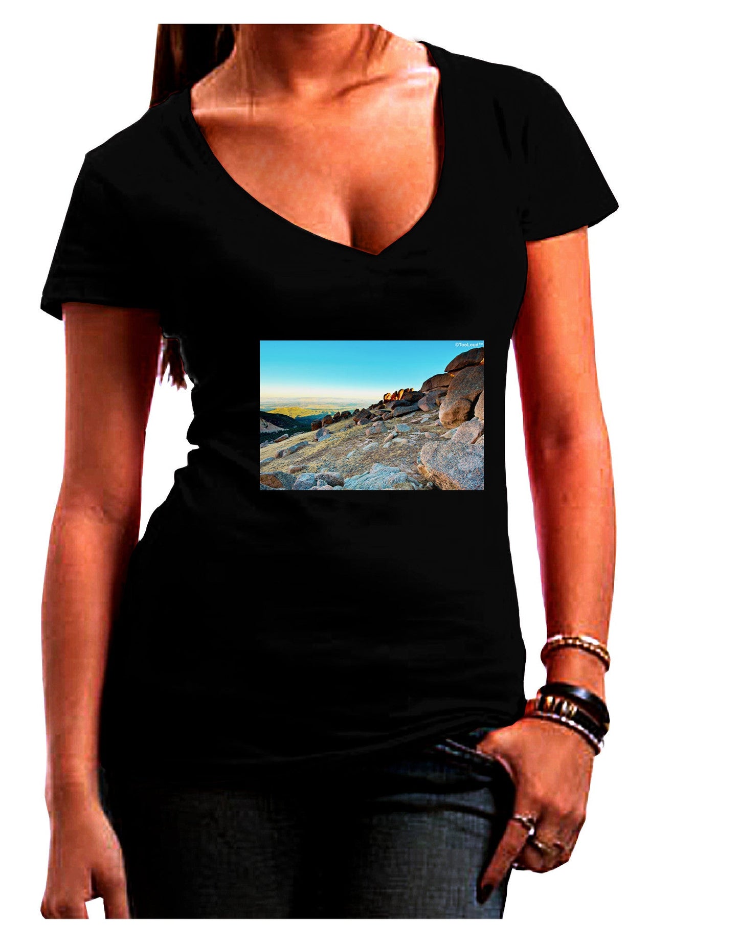 CO Rockies View Womens V-Neck Dark T-Shirt-Womens V-Neck T-Shirts-TooLoud-Black-Juniors Fitted Small-Davson Sales