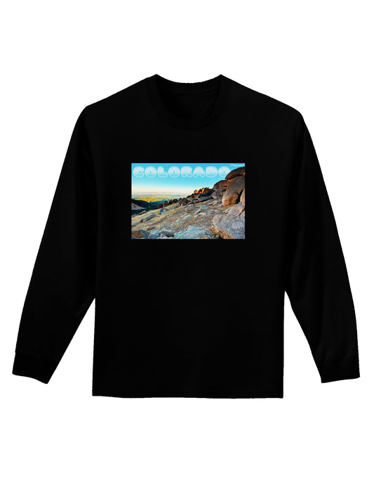 CO Rockies View with Text Adult Long Sleeve Dark T-Shirt-TooLoud-Black-Small-Davson Sales
