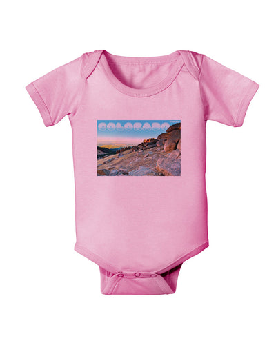 CO Rockies View with Text Baby Romper Bodysuit-Baby Romper-TooLoud-Pink-06-Months-Davson Sales