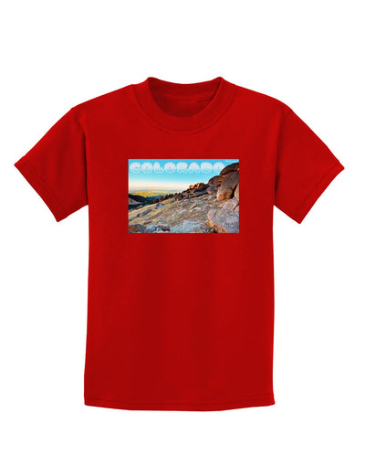 CO Rockies View with Text Childrens Dark T-Shirt-Childrens T-Shirt-TooLoud-Red-X-Small-Davson Sales