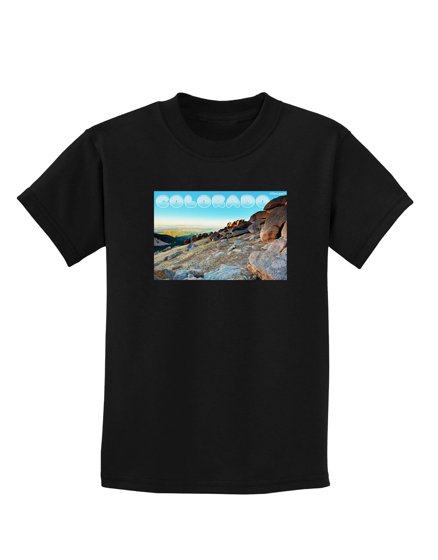 CO Rockies View with Text Childrens Dark T-Shirt-Childrens T-Shirt-TooLoud-Black-X-Small-Davson Sales