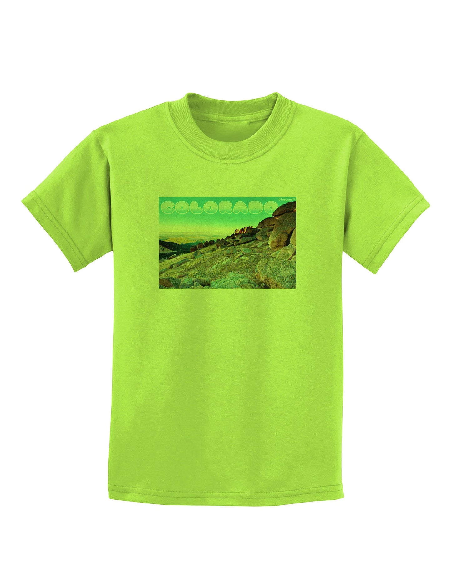 CO Rockies View with Text Childrens T-Shirt-Childrens T-Shirt-TooLoud-Lime-Green-X-Small-Davson Sales