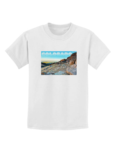 CO Rockies View with Text Childrens T-Shirt-Childrens T-Shirt-TooLoud-White-X-Small-Davson Sales