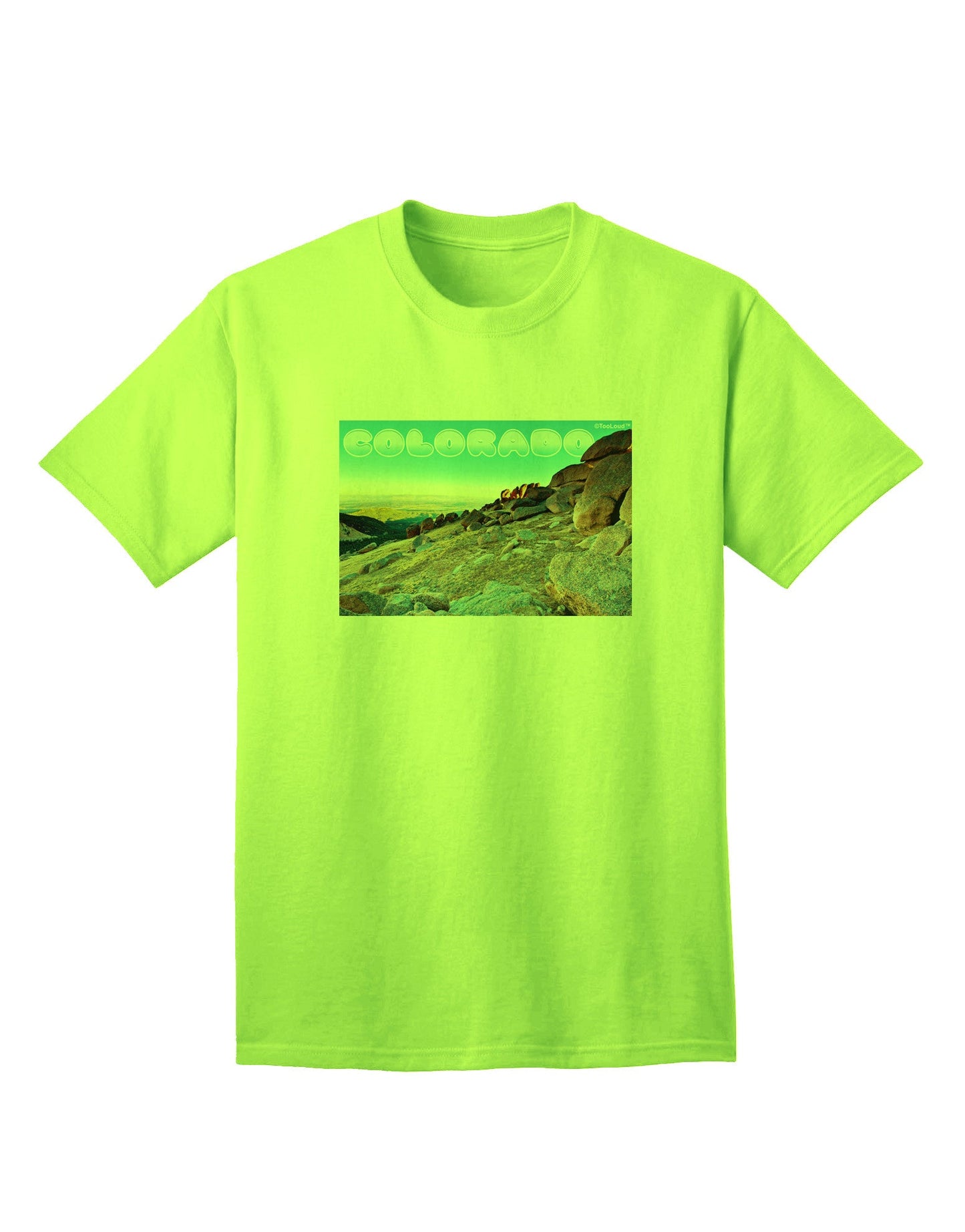CO Rockies View with Text - Premium Adult T-Shirt Collection-Mens T-shirts-TooLoud-Neon-Green-Small-Davson Sales