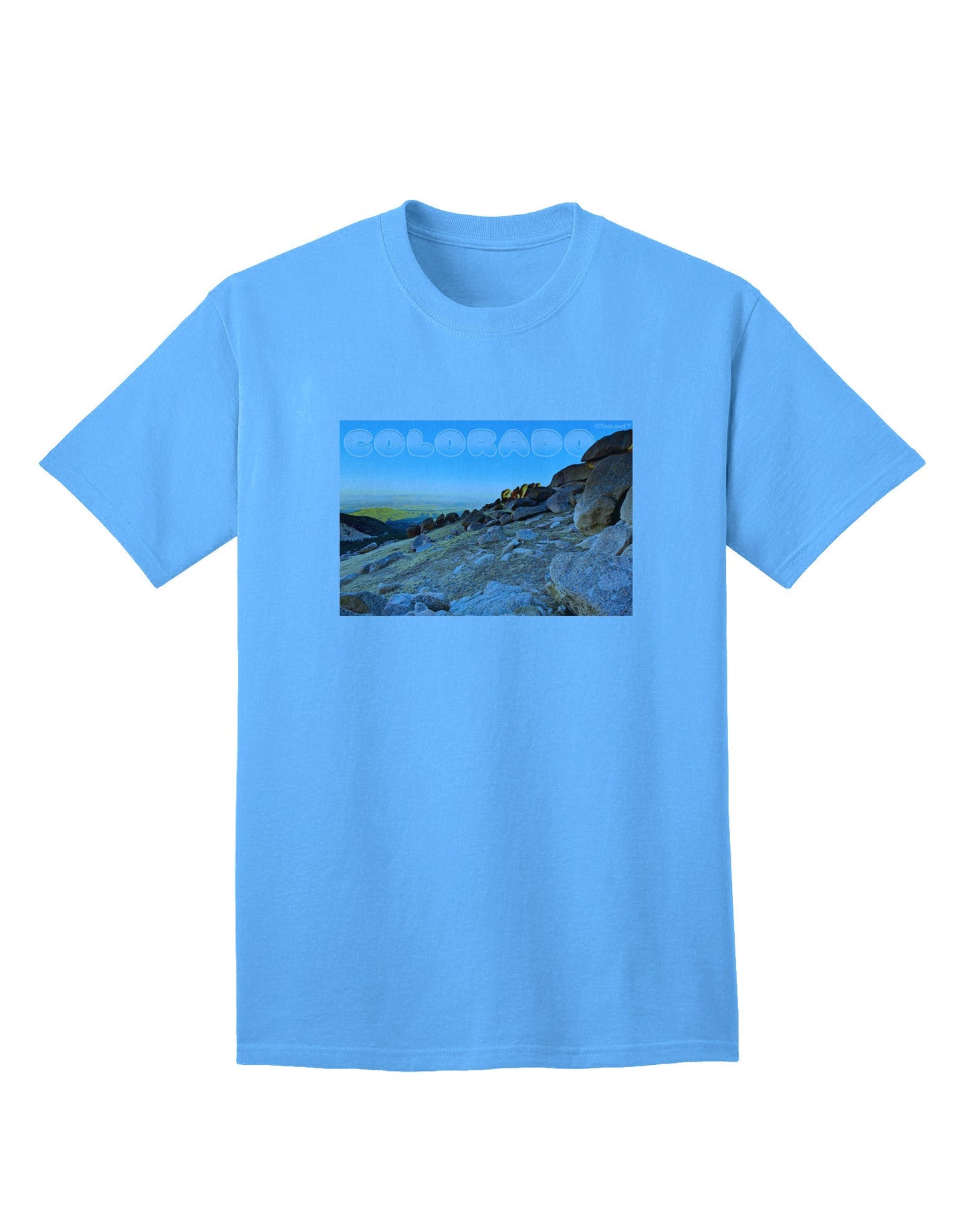 CO Rockies View with Text - Premium Adult T-Shirt Collection-Mens T-shirts-TooLoud-Aquatic-Blue-Small-Davson Sales