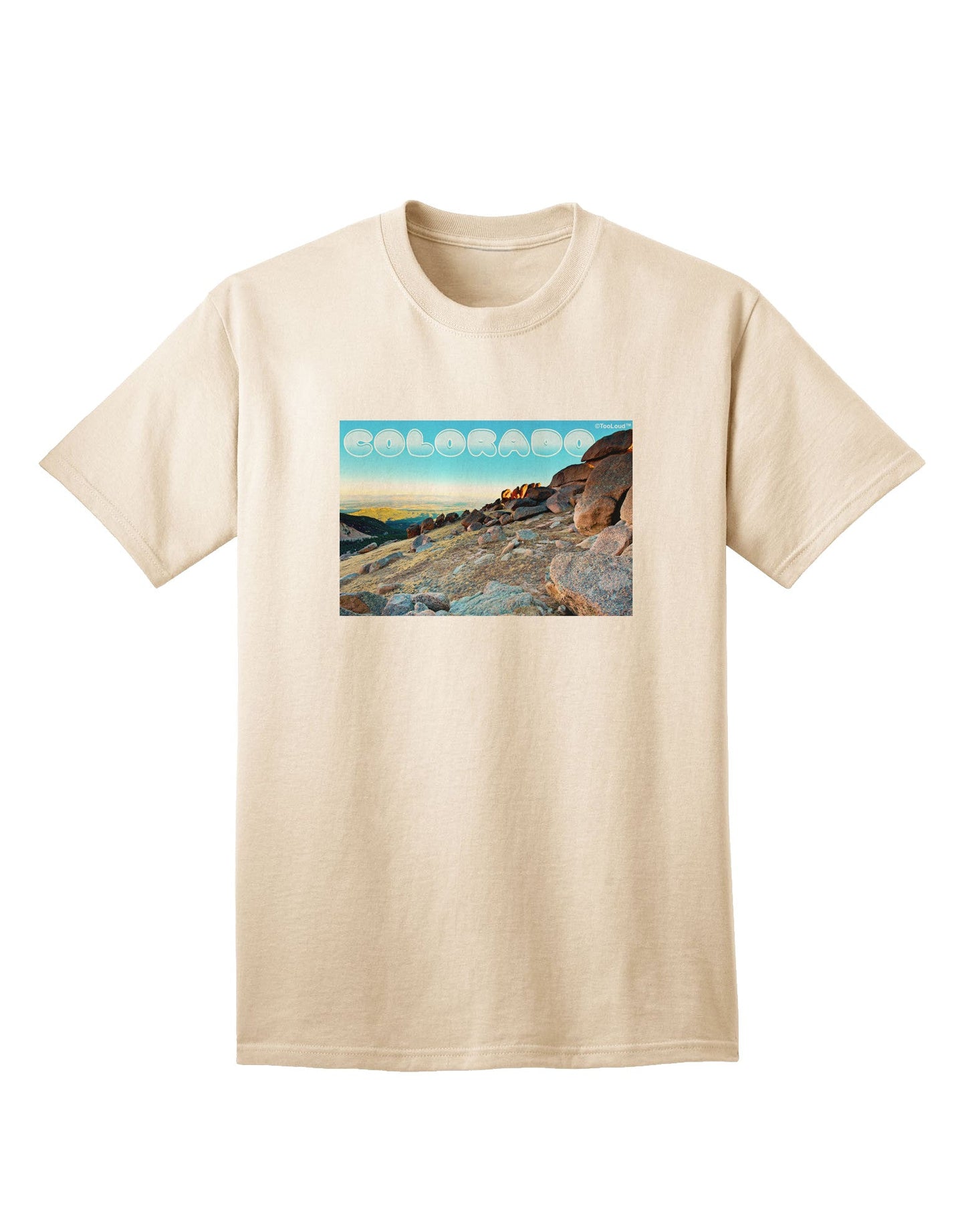 CO Rockies View with Text - Premium Adult T-Shirt Collection-Mens T-shirts-TooLoud-Natural-Small-Davson Sales
