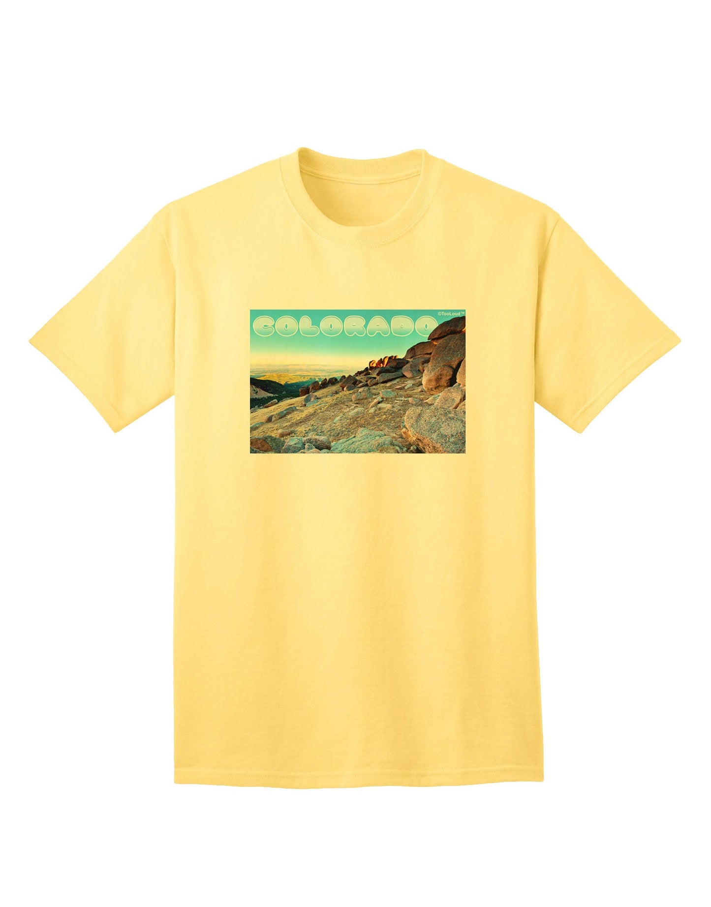 CO Rockies View with Text - Premium Adult T-Shirt Collection-Mens T-shirts-TooLoud-Yellow-Small-Davson Sales