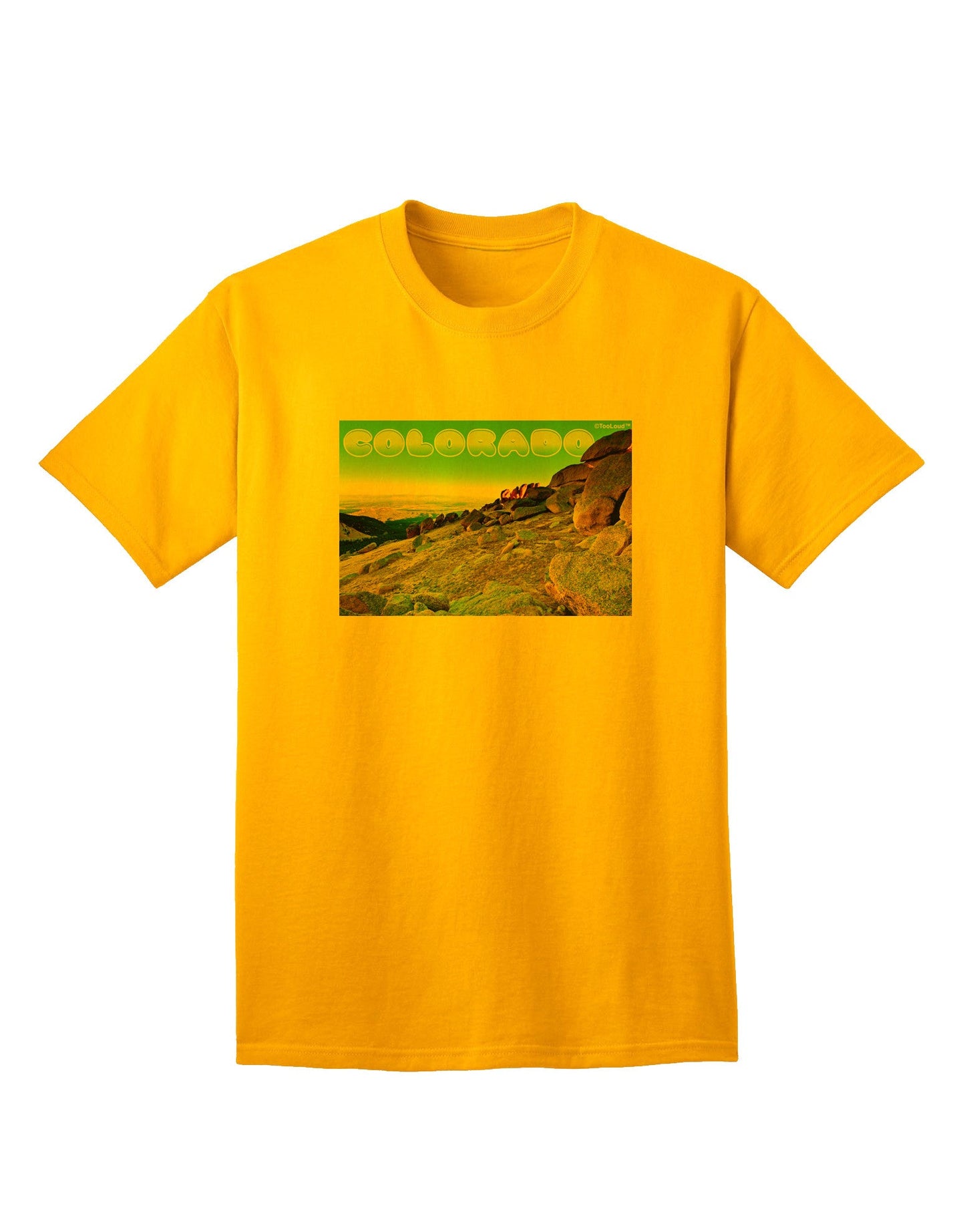 CO Rockies View with Text - Premium Adult T-Shirt Collection-Mens T-shirts-TooLoud-Gold-Small-Davson Sales