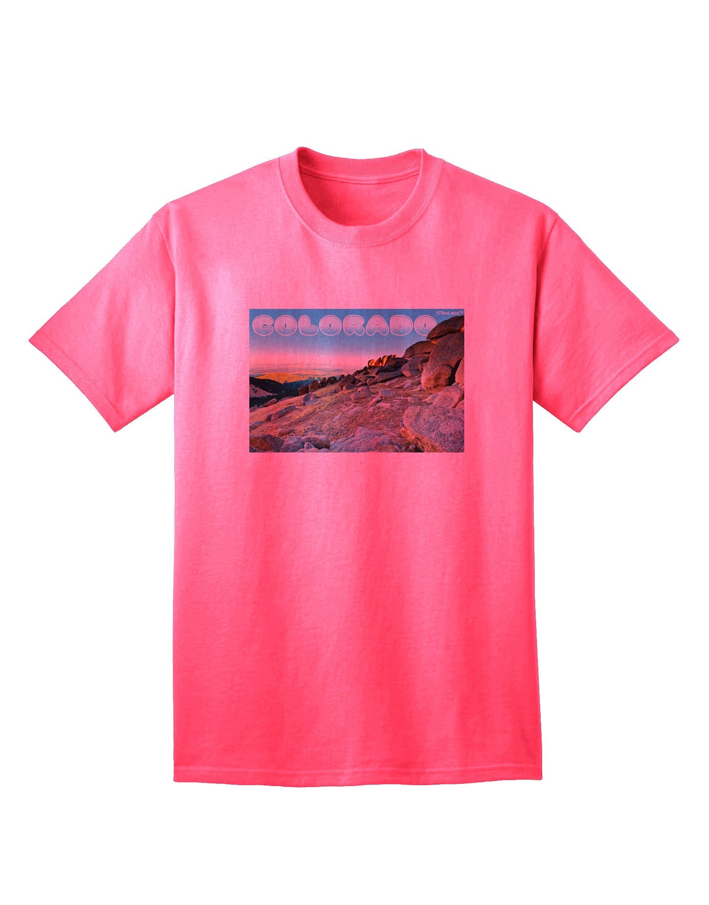CO Rockies View with Text - Premium Adult T-Shirt Collection-Mens T-shirts-TooLoud-Neon-Pink-Small-Davson Sales