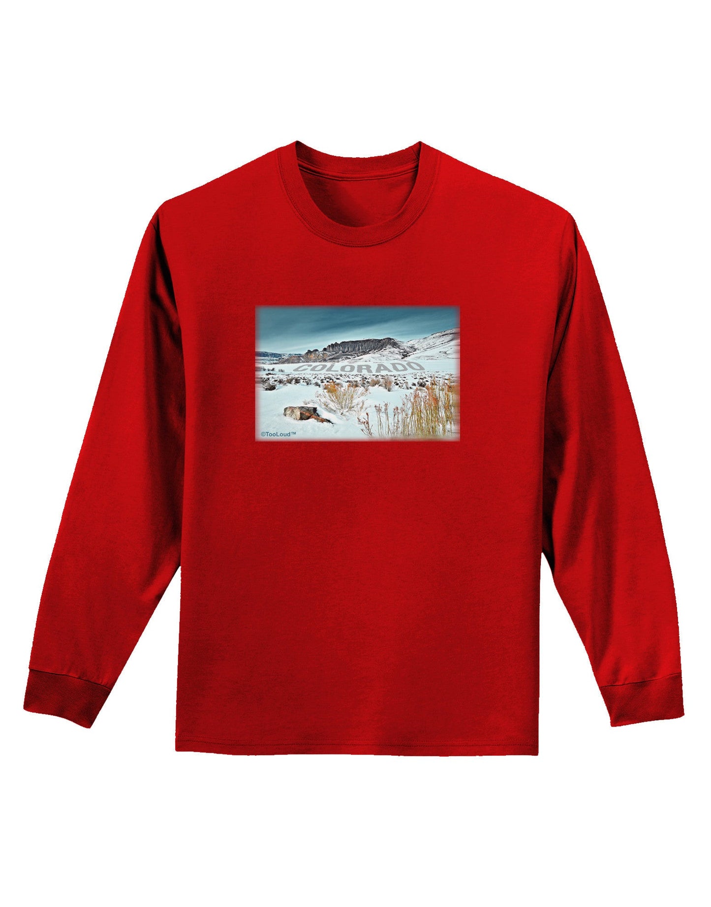CO Snow Scene Text Adult Long Sleeve Dark T-Shirt-TooLoud-Red-Small-Davson Sales