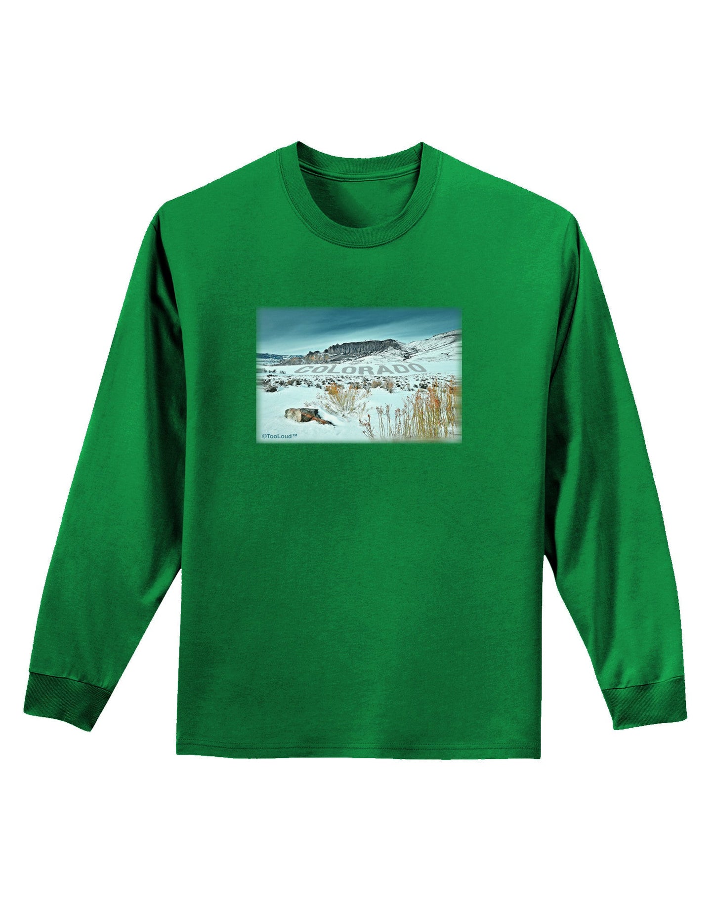 CO Snow Scene Text Adult Long Sleeve Dark T-Shirt-TooLoud-Kelly-Green-Small-Davson Sales