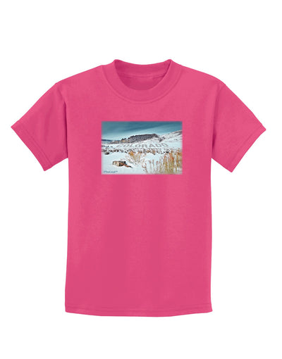 CO Snow Scene Text Childrens Dark T-Shirt-Childrens T-Shirt-TooLoud-Sangria-X-Small-Davson Sales