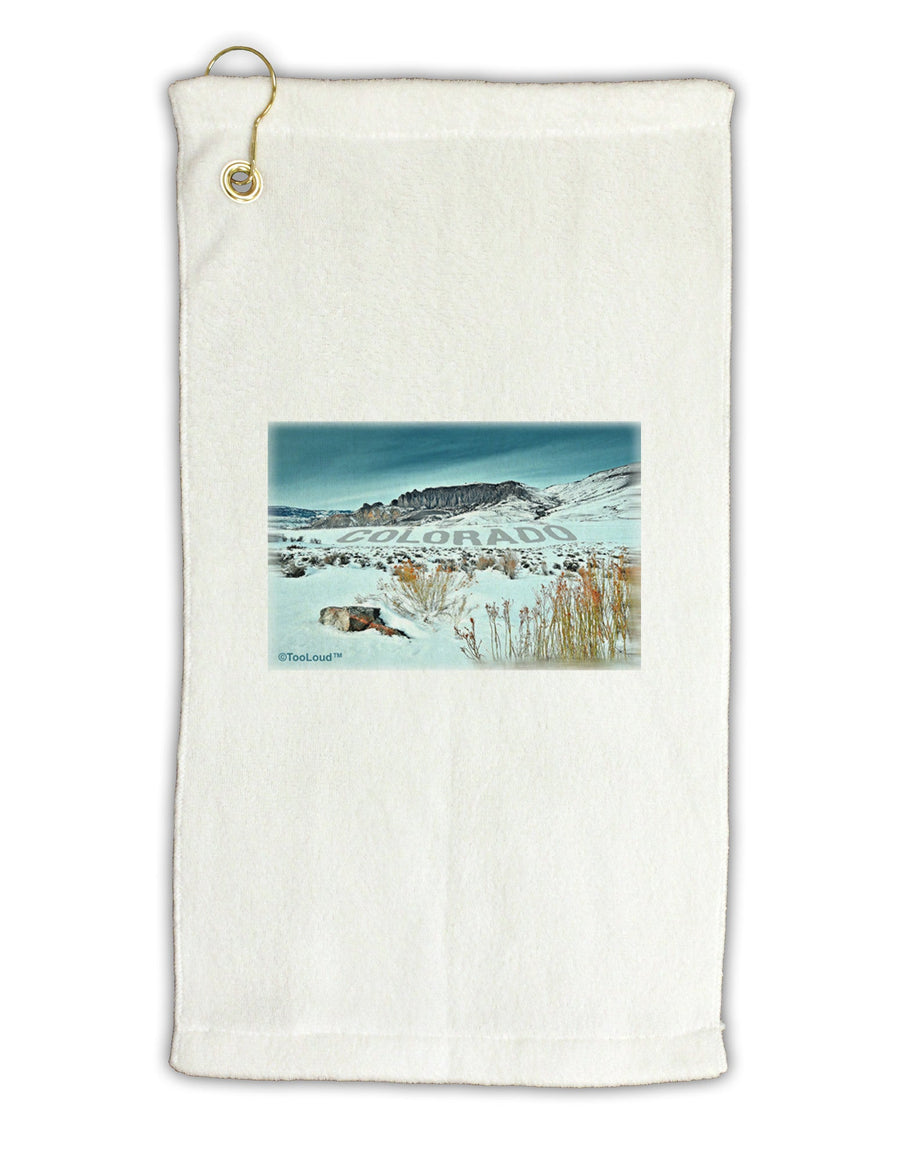 CO Snow Scene Text Micro Terry Gromet Golf Towel 16 x 25 inch-Golf Towel-TooLoud-White-Davson Sales