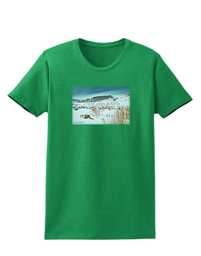 CO Snow Scene Text Womens Dark T-Shirt-Womens T-Shirt-TooLoud-Kelly-Green-X-Small-Davson Sales