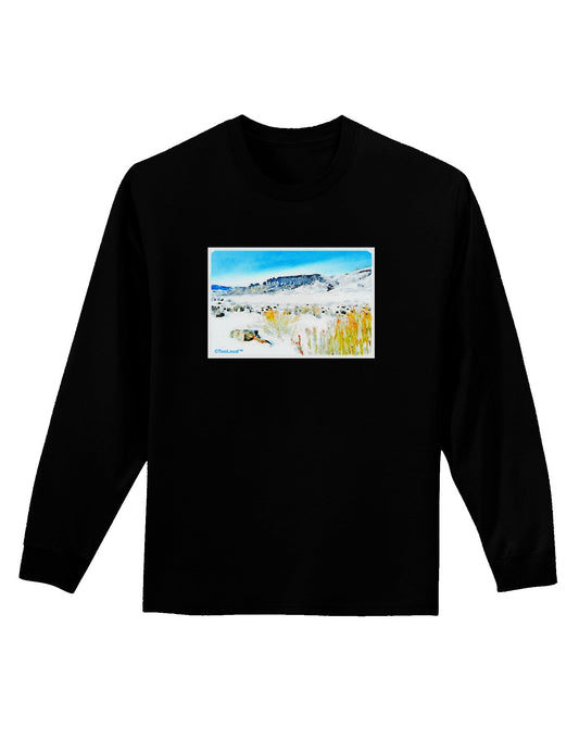 CO Snow Scene Watercolor Adult Long Sleeve Dark T-Shirt-TooLoud-Black-Small-Davson Sales