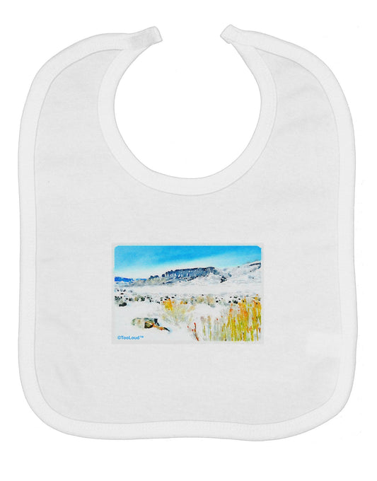 CO Snow Scene Watercolor Baby Bib