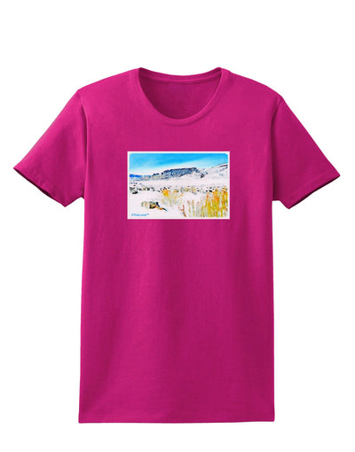CO Snow Scene Watercolor Womens Dark T-Shirt-Womens T-Shirt-TooLoud-Hot-Pink-Small-Davson Sales