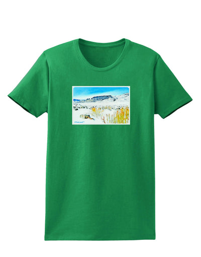 CO Snow Scene Watercolor Womens Dark T-Shirt-Womens T-Shirt-TooLoud-Kelly-Green-X-Small-Davson Sales